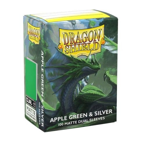 Dragon Shield Dual Matte Sleeves: Apple Green & Silver